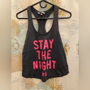 Victoria’s Secret Stay The Night Racer Dream Angels Tank Hot Pink Grey Womens XS